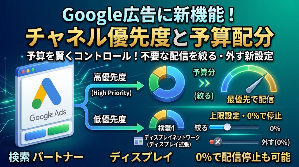 Google広告にチャネル優先度が登場｜検索パートナーとディスプレイを日予算で絞れる機能